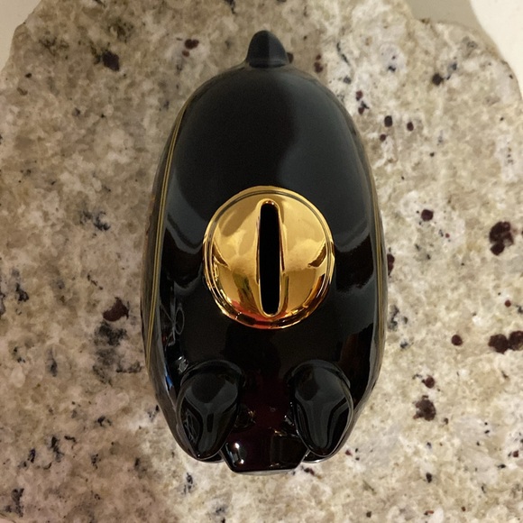 Vintage 2002 Harley Davidson High Shine Black Gold Road Hog Ceramic Piggy Bank - Picture 14 of 14